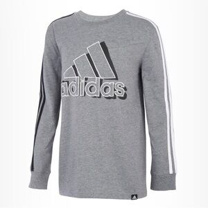 Adidas Three Stripe White and Grey Long Sleeve Tee Size Medium 10/12